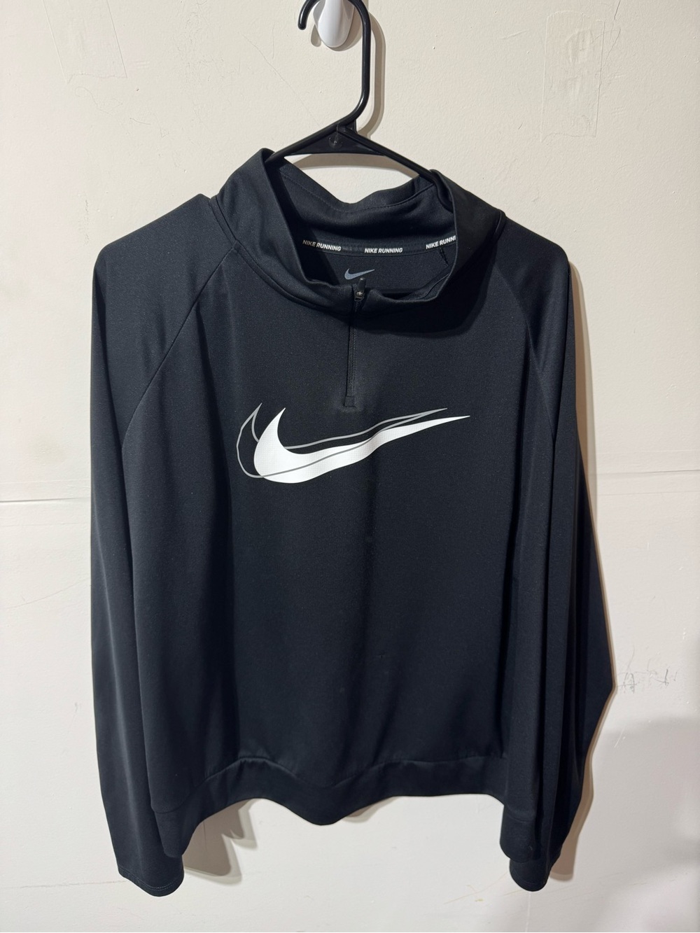 Nike Black Running Dri-FIT Top with White Swoosh
